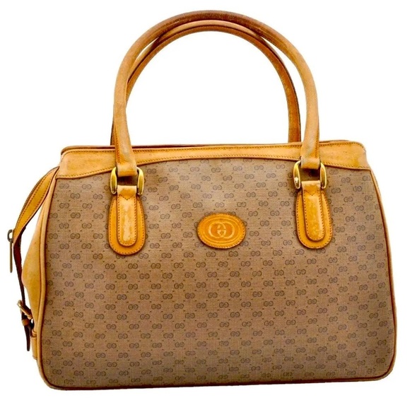 Gucci Other - GUCCI Micro GG Vintage PVC Leather Shoulder Hand Tote Bag Brown​​​